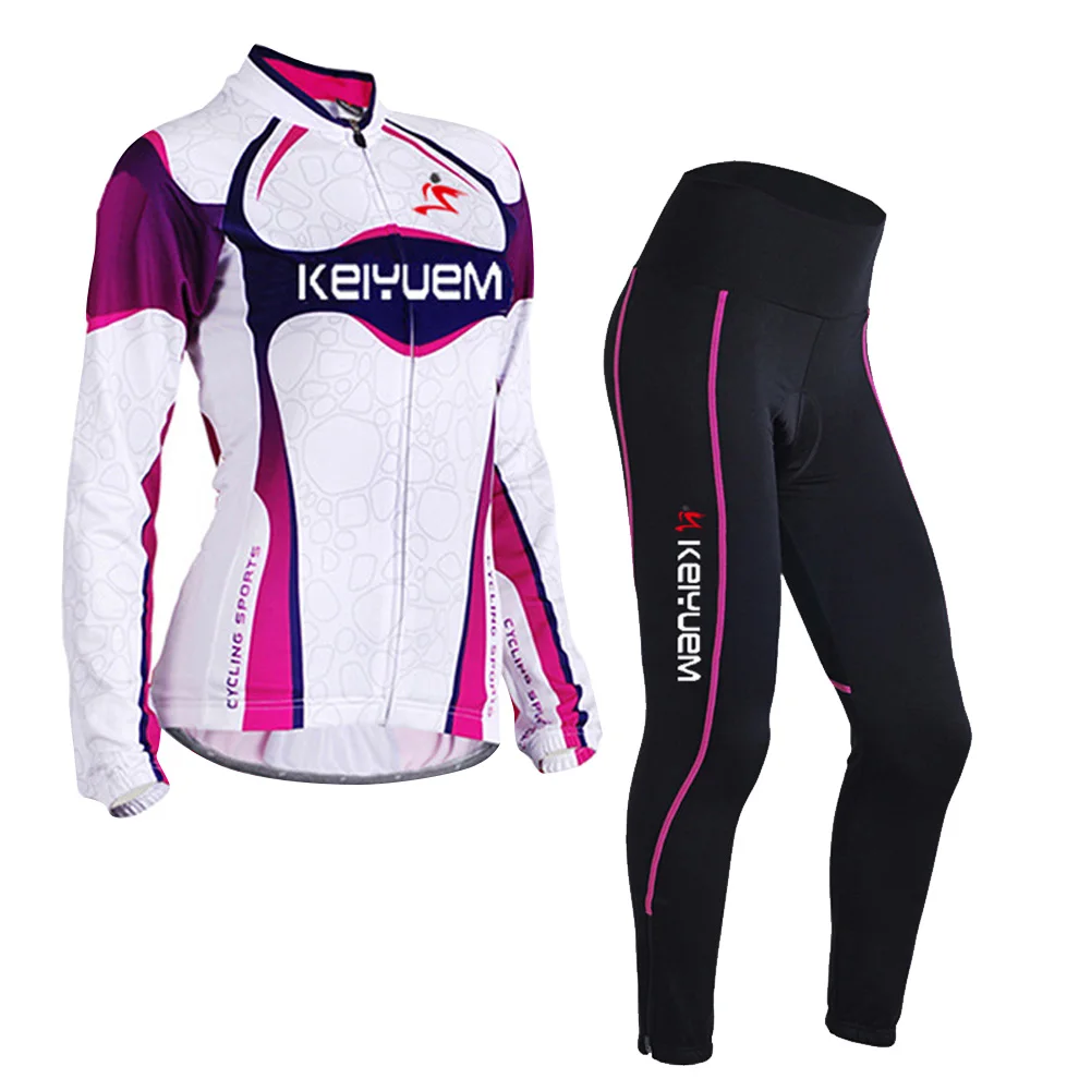 Conjunto de Jersey MTB de mujer manga larga Anti-UV con cremallera completa acolchado 3D - imagen 2