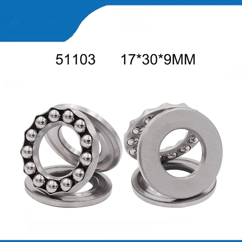 51103 High Quality Pratical Plane Thrust Bearings Metal Axial Ball Bearing 2/4PCS 51103 (17*30*9MM) 3Part Series (ABEC-1)