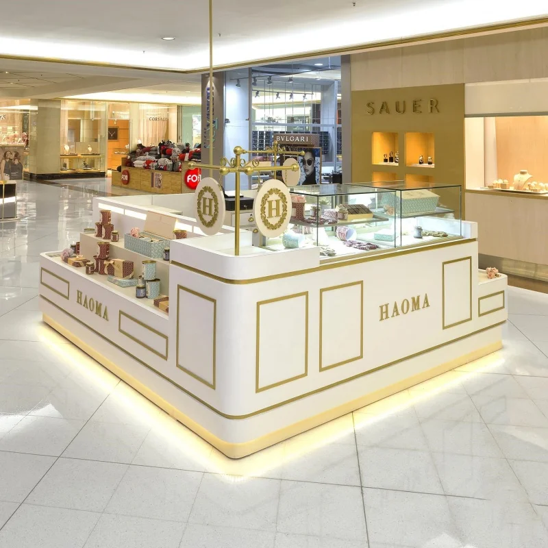 

Custom. wooden perfume display showcase mall kiosk for perfume retail luxury perfume kiosk stand for mall