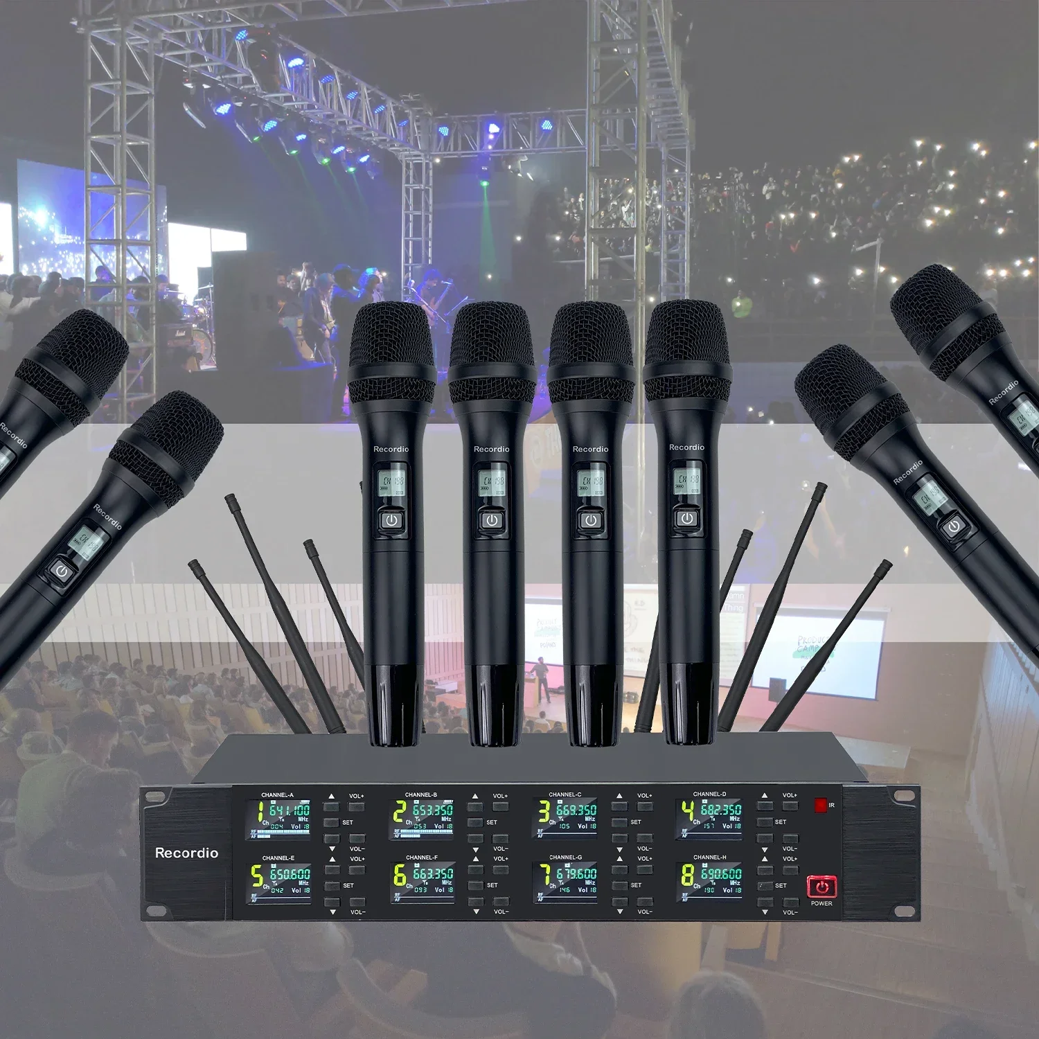 GAW-DH3800 Stage Professional Wireless Microphone One To Eight System UHF 80 Meters Distance High Fidelity Pickup