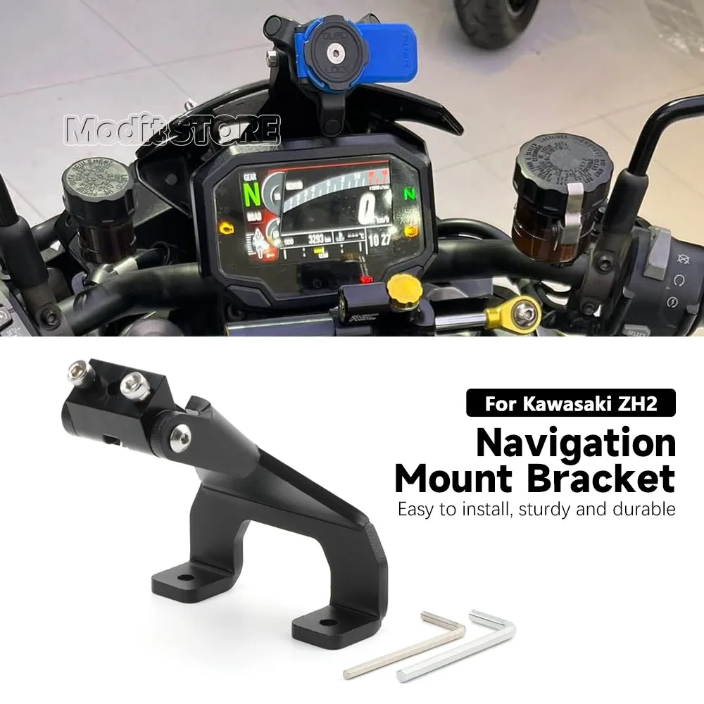 Image of Für Kawasaki ZH2 ZH2 2020 2021 2022 2023 2024 2025 Motorradzubehör Instrumenten-GPS-Halterung Navigationshalterung