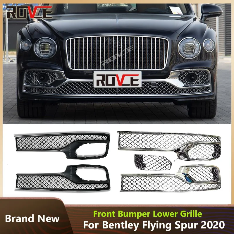 ROVCE Front Lower Bumper Grilles Mesh Grill for Bentley Flying Spur 2020-2022 3SE807647/648 Auto Parts