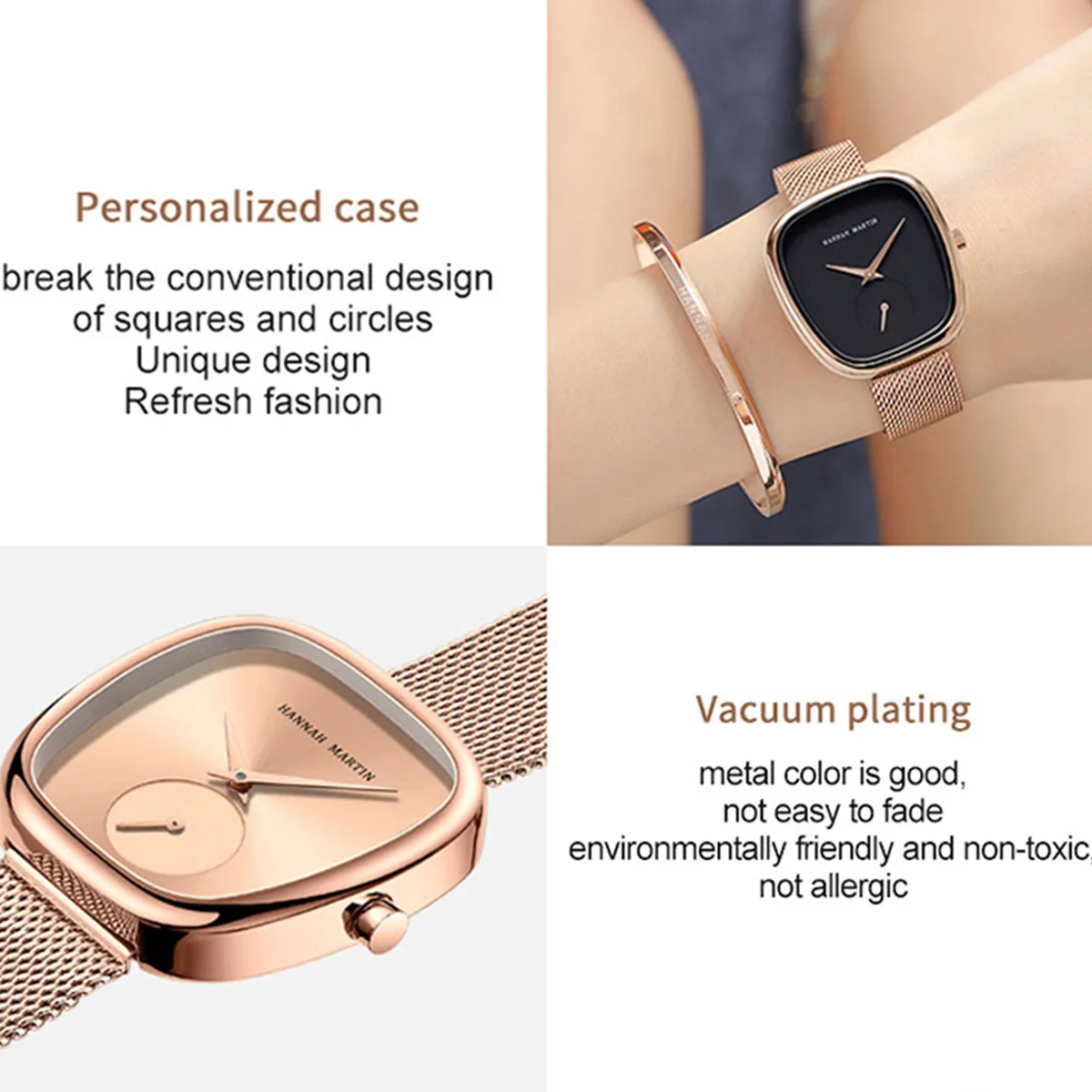 2023 nuevo reloj de pulsera de cuarzo para mujer 34mm barril de vino oro rosa cronómetro negro estilo minimalista de moda relojes ovalados para mujer