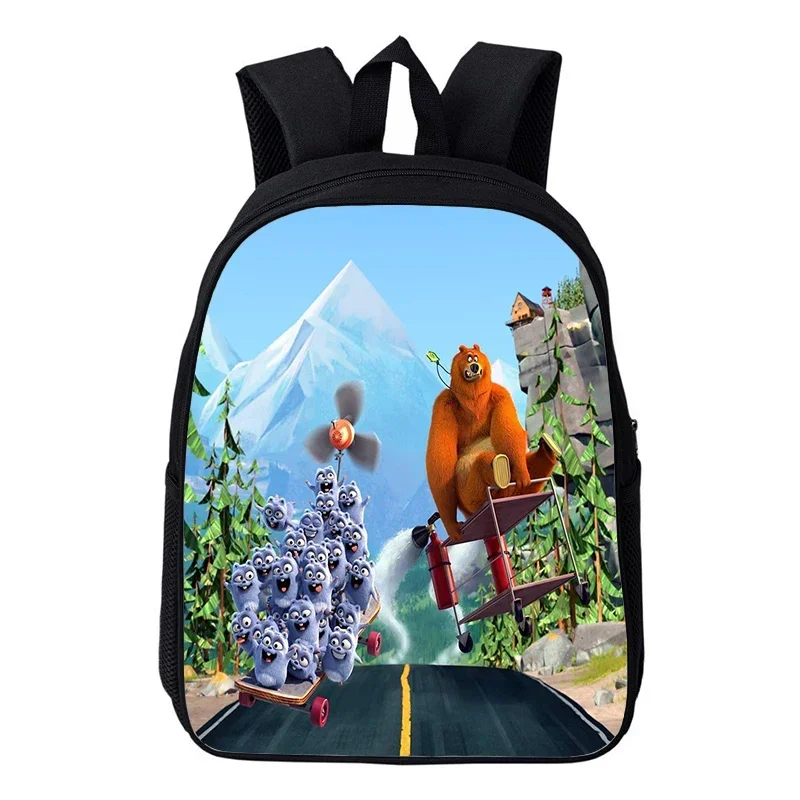 12 Inch Grizzy And The Lemmings Backpack Boys Girls Kindergarten Bookbag Cartoon Bear School Bags Waterproof Small Daypack