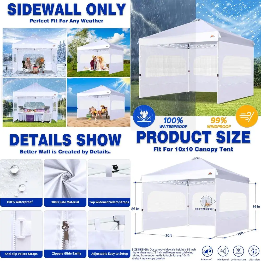 

Grey 10x10 Canopy Mesh Window & Zipper Sidewalls, Set of 3 Sunwalls