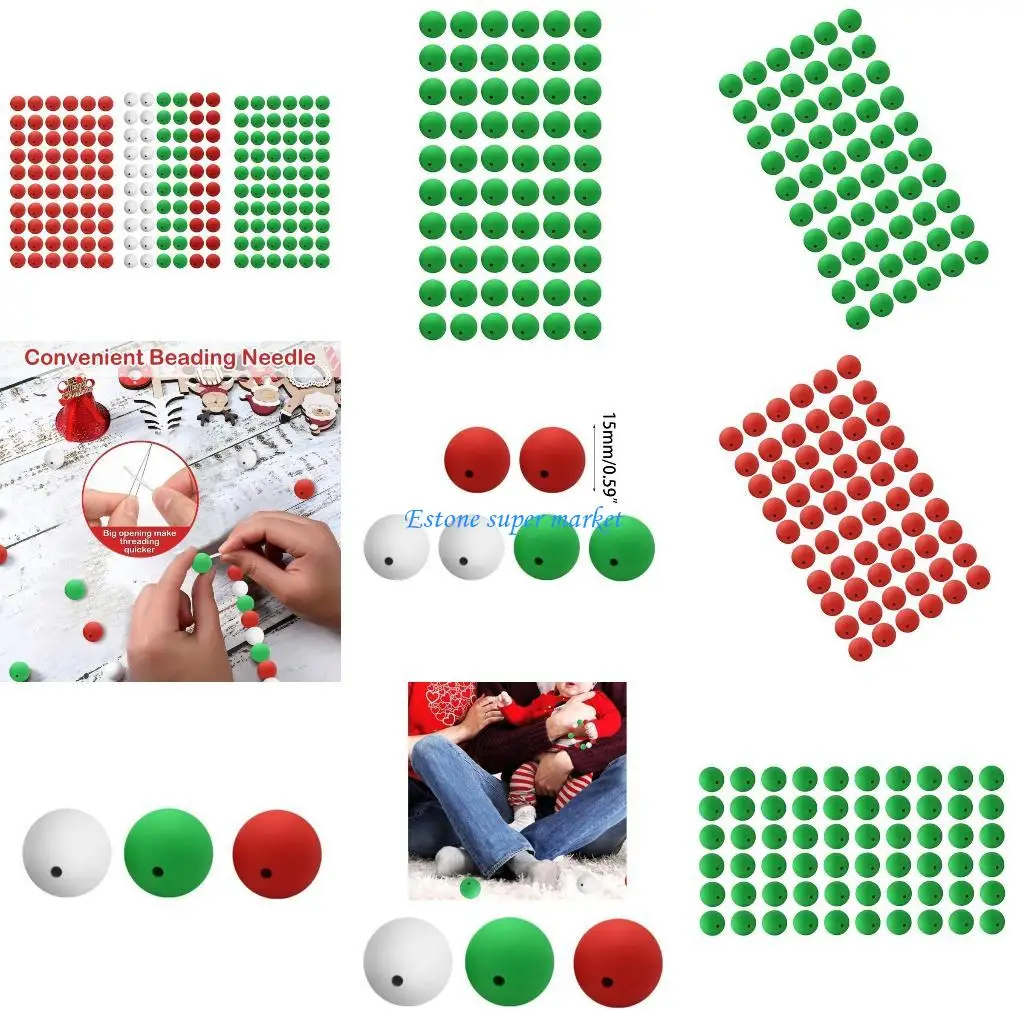 

090B 60Pcs Christmas Series Silicone Beads Set for Jewelry Making Necklace Bracelet