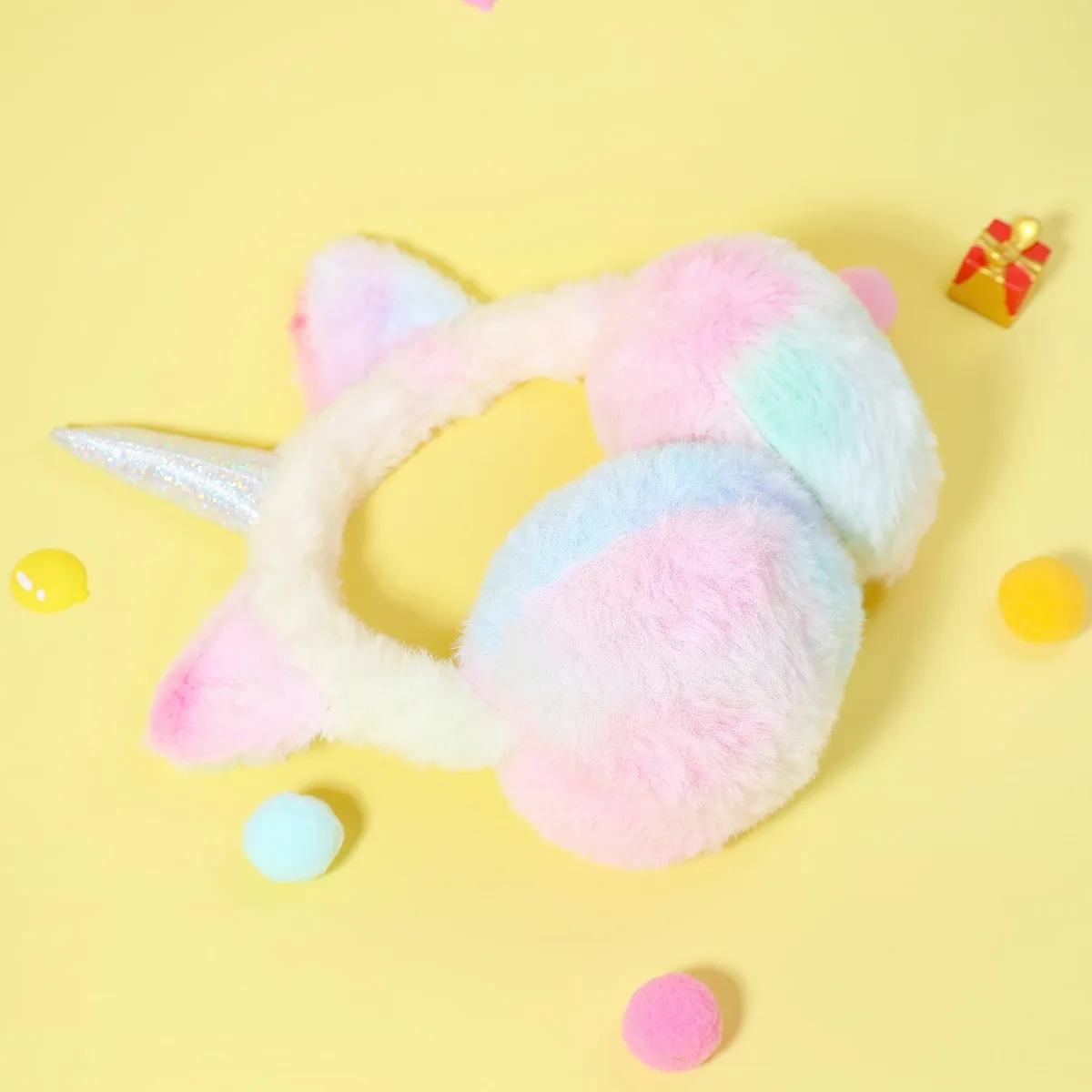 Cute Unicorn Cat Ear Earmuffs Plush Fur Headband Ear Warmers for Women and Kids Fluffy Earflaps for Winter Cycling