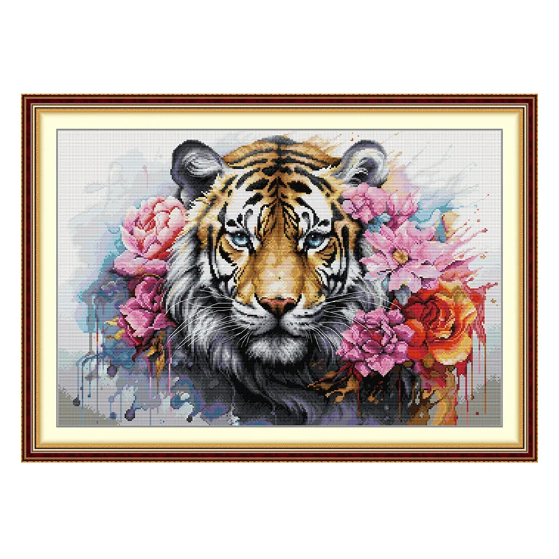 Tiger Animals Patterns Counted Cross Stitch Set DIY 11CT 14CT 16CT Stamped DMC Cross-stitch Kit Embroidery Needlework Home Decor