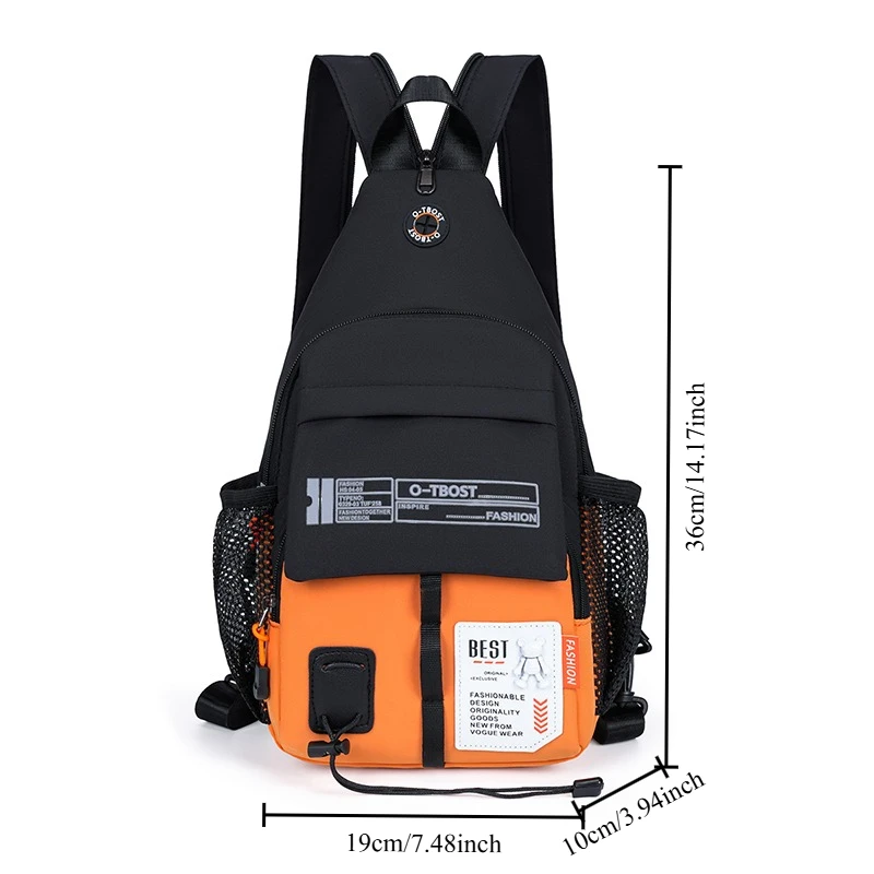 New fashionable men's contrasting single shoulder bag,multifunctional outdoor crossbody bag, large capacity waterproof chest bag