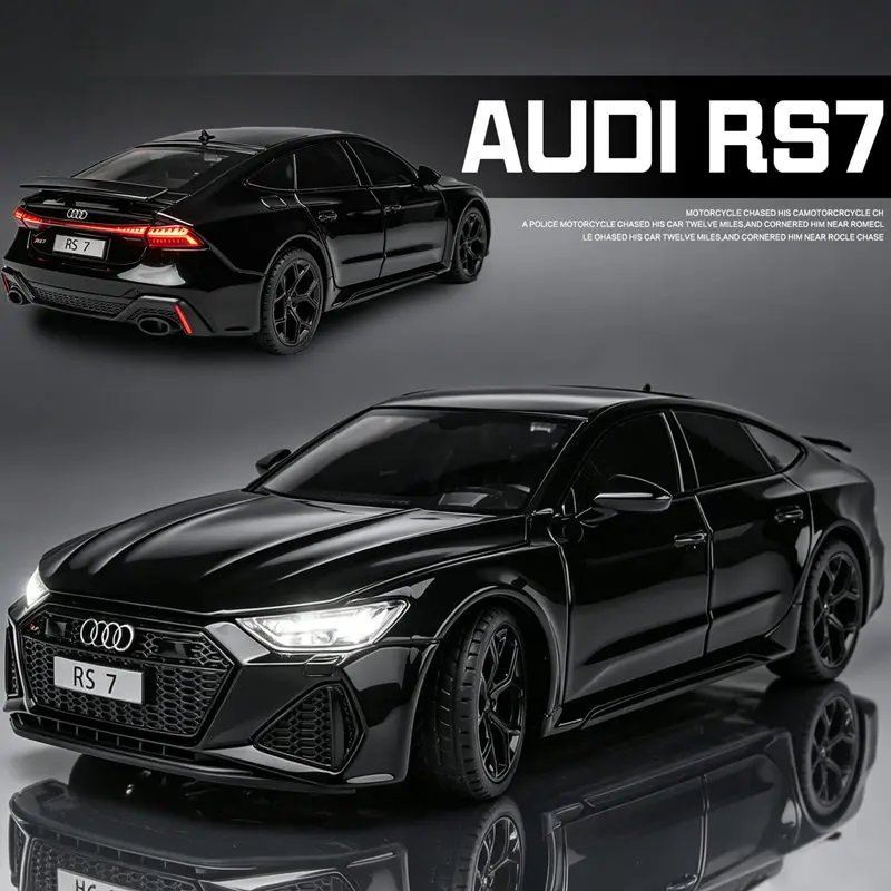 1:24 AUDI RS7 Sportback Coupe Model Samochodu Sportowego z Odlewu Metalowego, Pojazd Wyścigowy, Model Samochodu z Dźwiękiem i Światłem, Symulacja, Kolekcja, Prezent