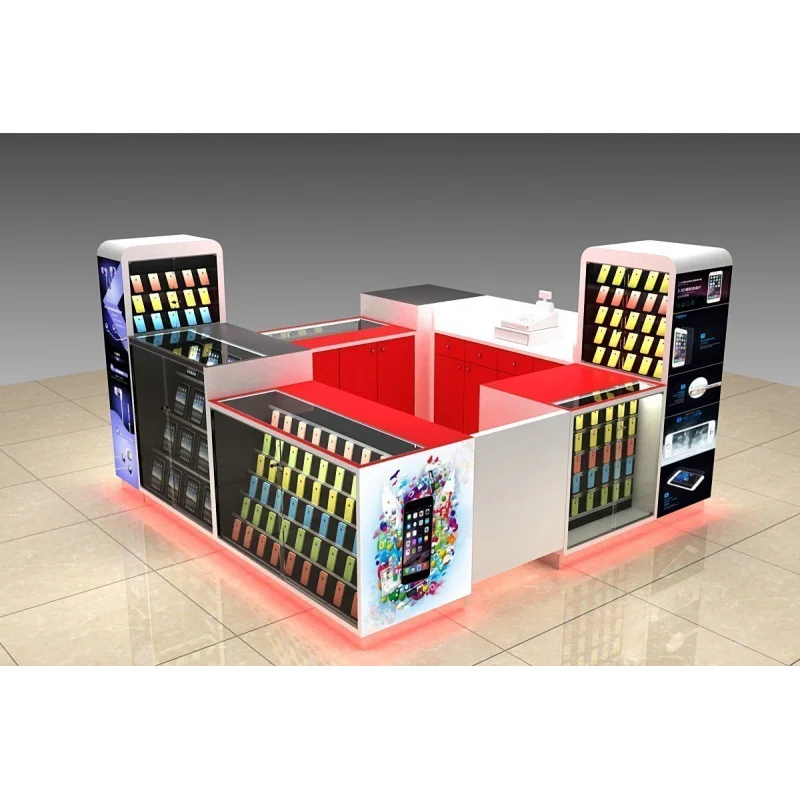2025customized.Mobile Phone Store Booth Phone Kiosk Glass Counter Mobile Phone Accessories Kiosk Design