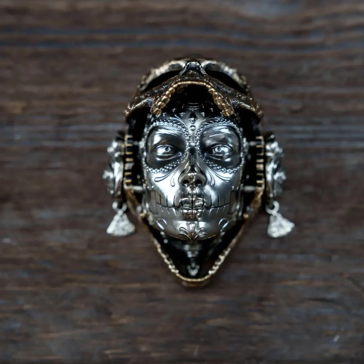 Enchanter Mask Metal Brass Fidget Slider Spinner EDC Toys Anti Stress Sensory ADHD Fidgeting Toys Refrigerator Magnet