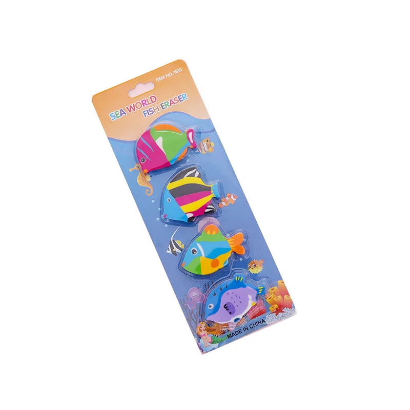 Food Eraser Creative Cartoon Small Fish Eraser Children\'s Gift Eraser Set of 4 Sets of Student Supplies To Erase Handwriting