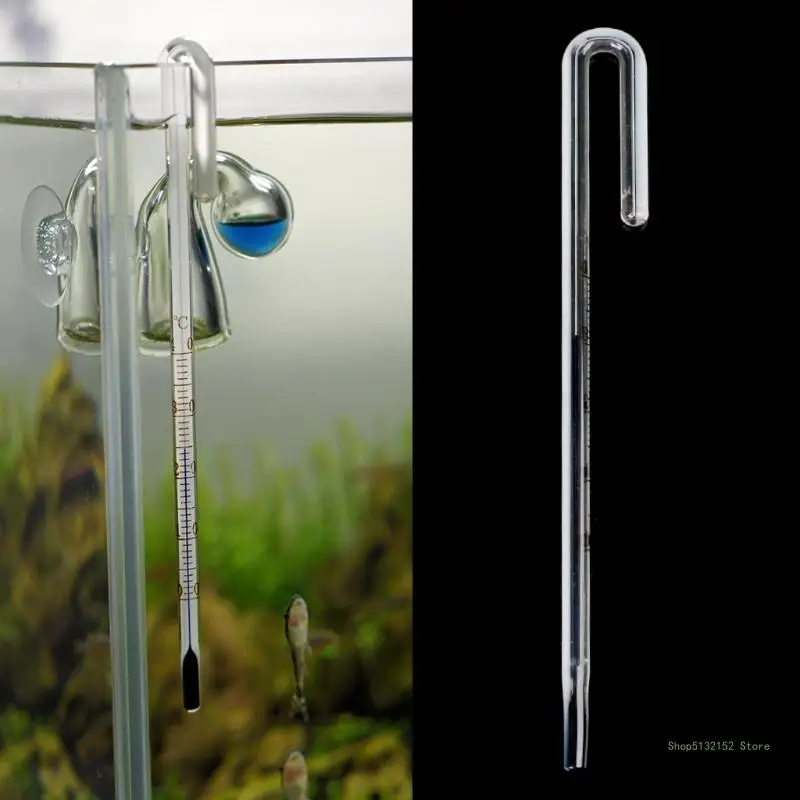 QX2E Aquarium Glass Thermometer Easy to Read High Precise Measure Temperature for Wall Mounted Space Saving Supplies