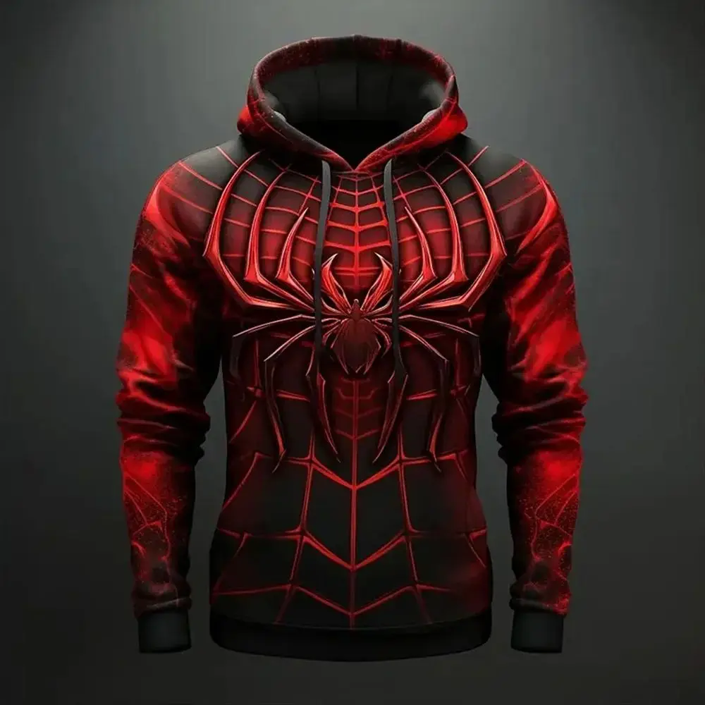 Nowa męska bluza z kapturem Spider-Man Marvel odzież męska 3D nadruk kreskówkowy sweter jesienna męska bluza z kapturem moda ponadgabarytowa odzież