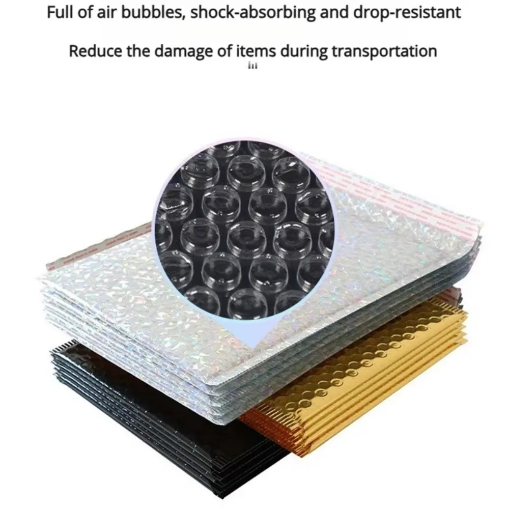 10pcs Self-Sealing Bubble Mailers Bag Waterproof Reusable Shipping Bags Multiple Sizes Colors Heavy Duty Padded Foam Bag