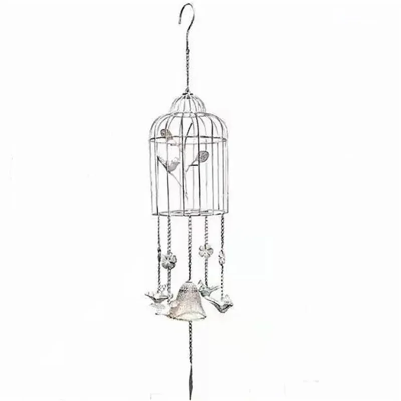 Iron Retro Bird Cage Wind Chimes Ornaments Wedding Garden Courtyard Villa Creative Decoration Pendant Ornaments