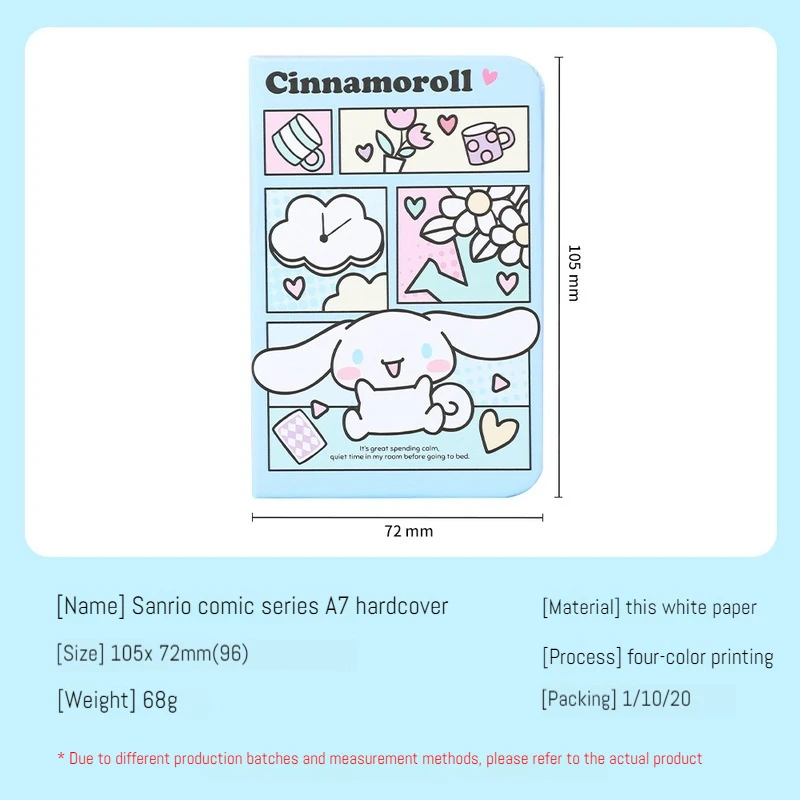 Sanrio Mini Blank Notebook Cartoon Cinnamoroll Kuromi Portable Pocket Book Hello Kitty Non Sticky Student Notebook