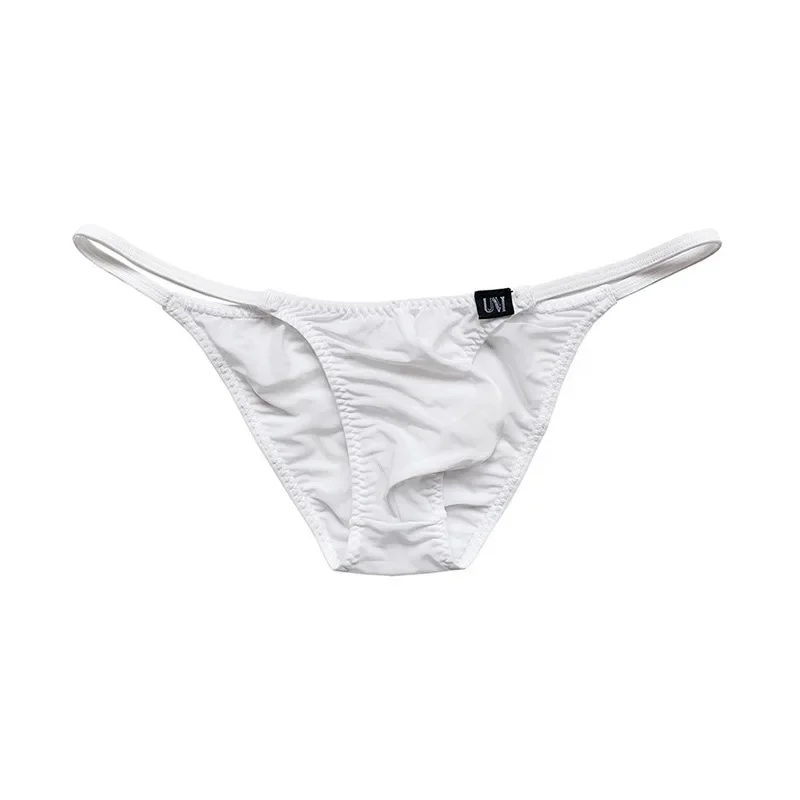 Super Thin   Mens  Thongs  Tradition Sexy Half-back Briefs Underwear Cool Silk Low-rise Bikini  Popular Style   Underwear