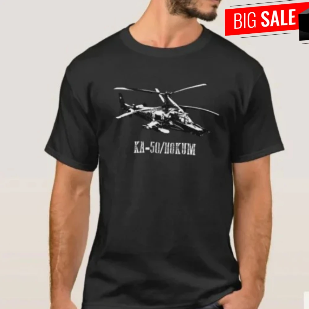 Russian KA-50 Black Shark Helicopter Gunship T-Shirt 100% Cotton O-Neck Short Sleeve Summer Casual Mens T-shirt Streetwear