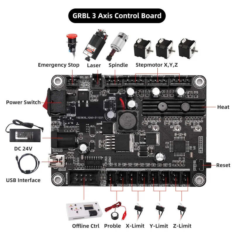 GRBL Control Board Can Be Off-line Laser Engraving Machine with USB 3-axis Control Board DIY Small CNC Engraving Machine