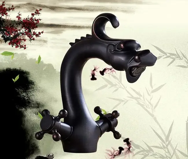 

Vidric Creative Design Dragon Shape faucets bathroom dual handle basin taps mixer bath washbasin faucet high quality