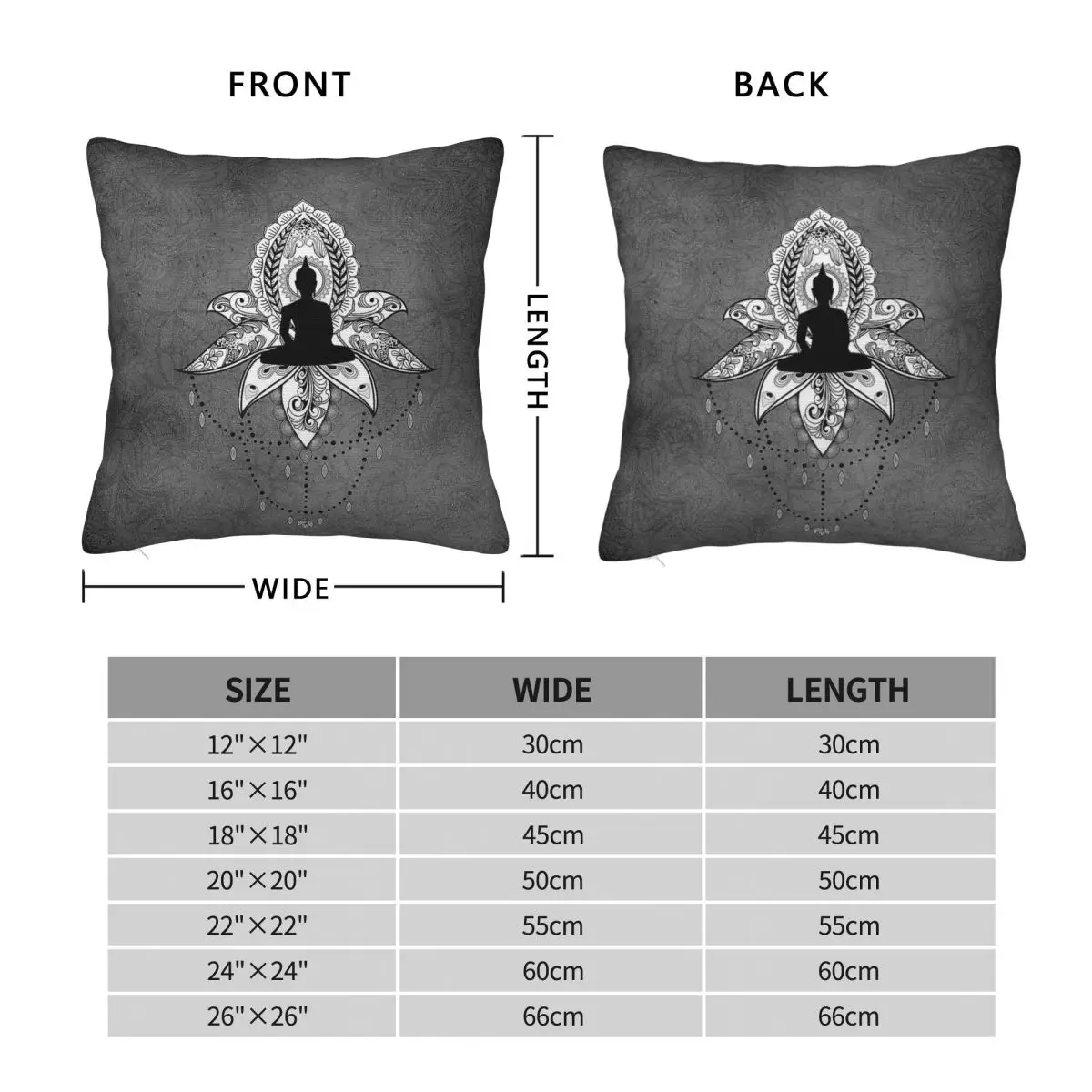 Wonderful Lotus Buddha Zentangle Square Pillowcase Polyester Linen Velvet Printed Decor Pillow Case Car Cushion Cover Wholesale