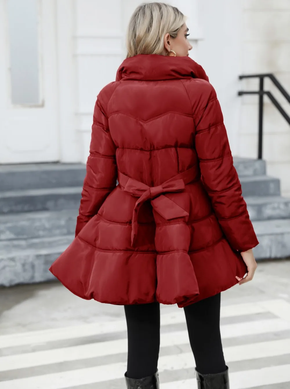 2023 New Winter Cold resistant Down Jacket High Quality Women MIdi-Long（Winter) Warm Fashion Brand Red Parkas S-2XL