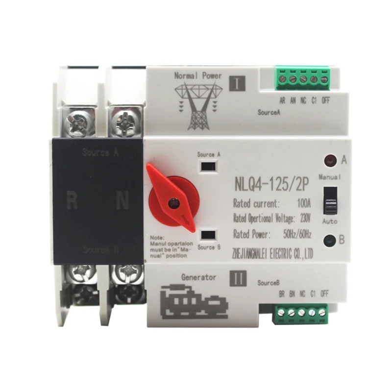 

ABSE-Din Rail 2P ATS Dual Power Automatic Transfer Switch Selector Switches Uninterruptible Millisecond Power Generator Easy Ins