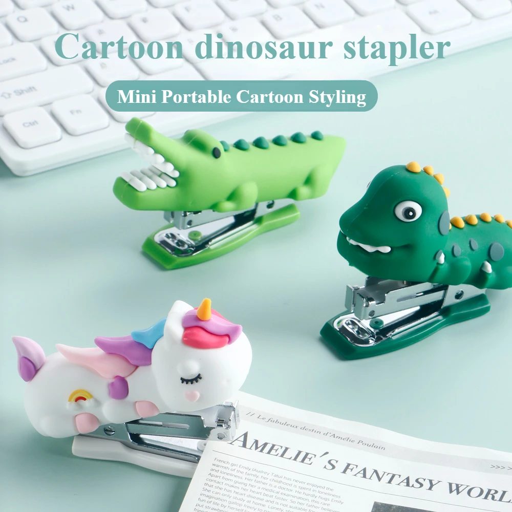 1 STKS Draagbare Leuke Cartoon Mini Nietmachine Creatieve Student Bindmachine Klein Kantoor Moeiteloos Nietmachine