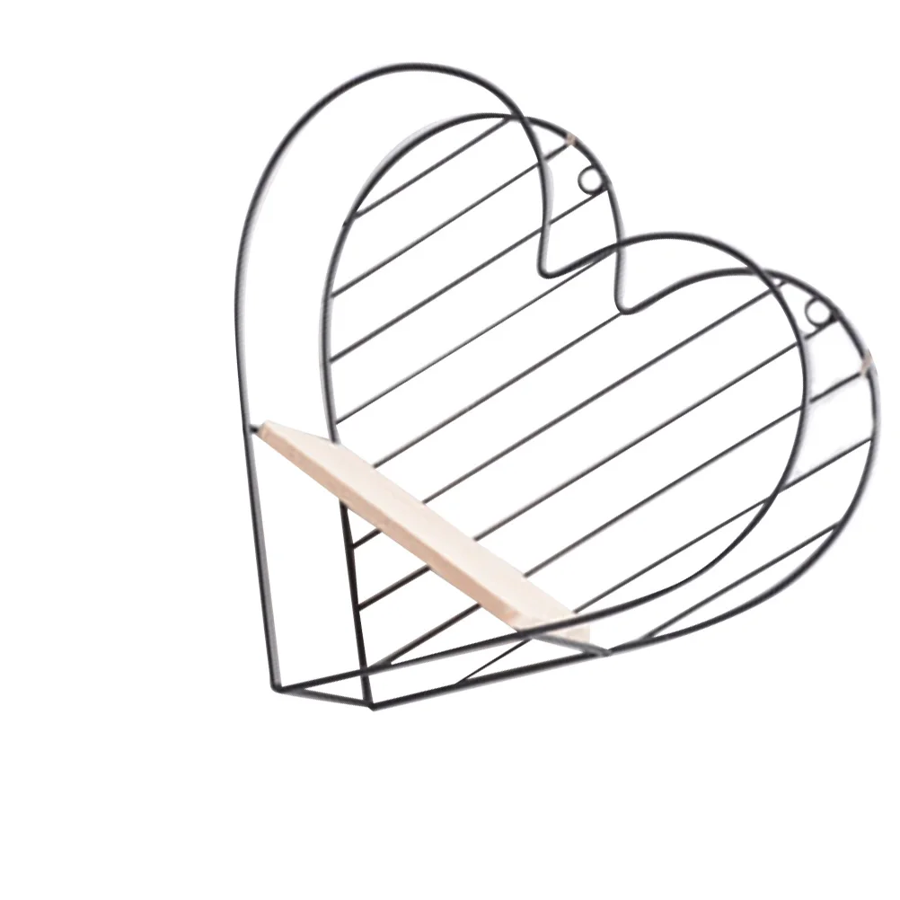 

Heart Shape Rack Black Iron Decor Iron Wall Hanging Stand for Living Room Stylish Home Ornament Home Ornament Storage Shelf