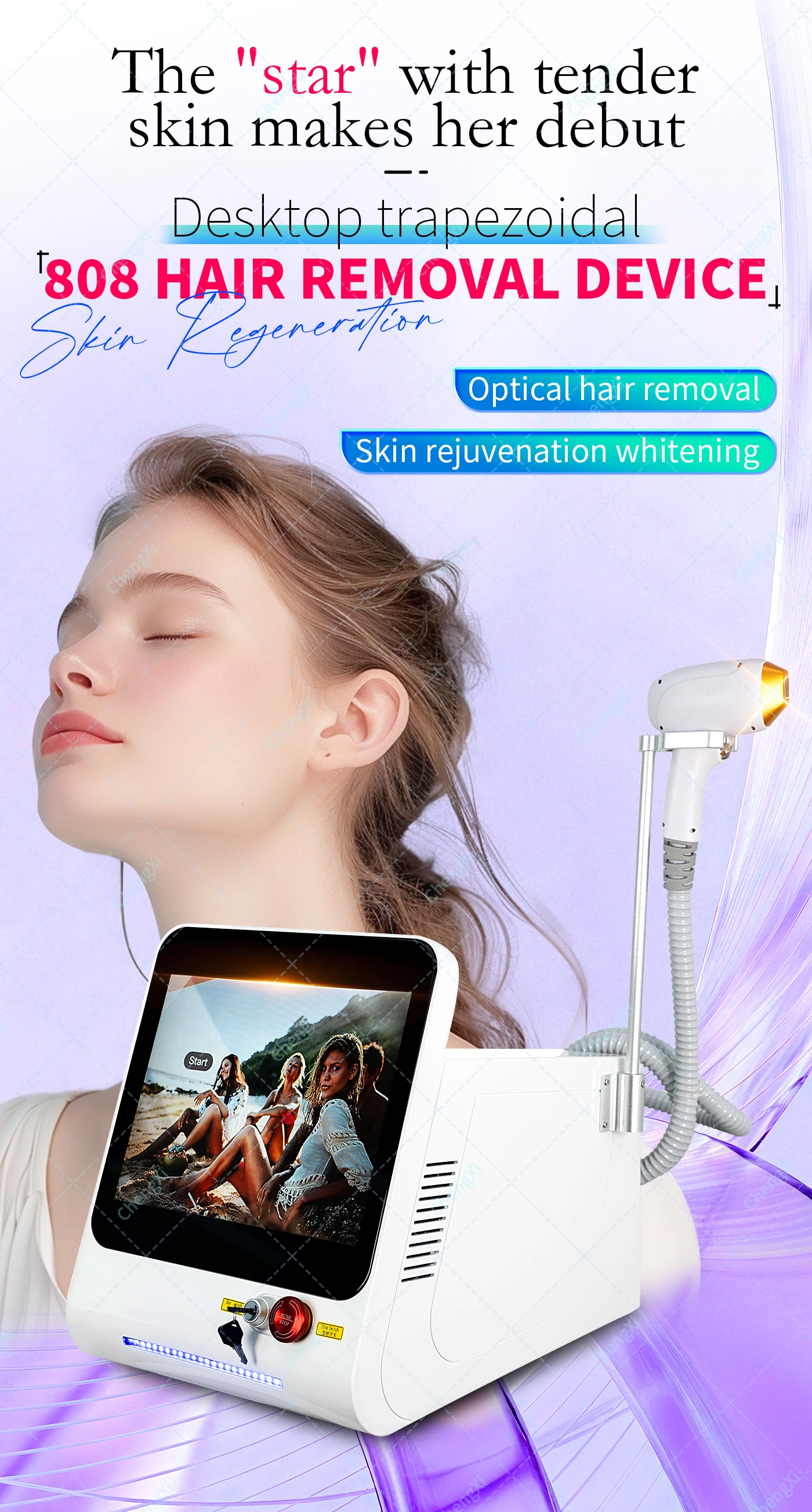 

Desktop Fast Painless Skin Whitening 755nm 808nm 1064nm Diode Laser Machine Freezing Point Laser Machine