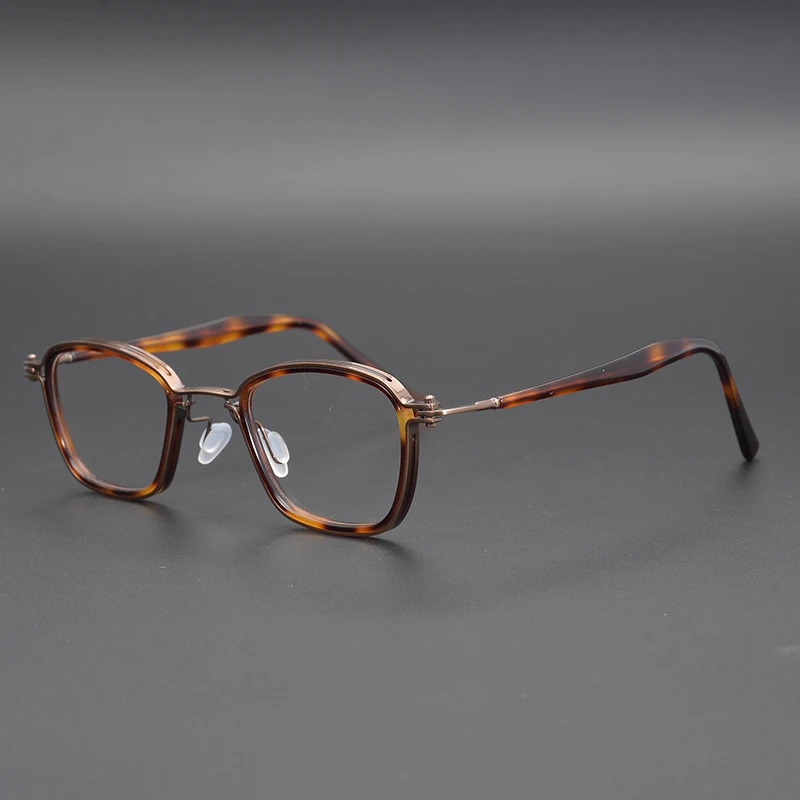 

2025 Designer classical brown-red, Japanese small square handmade retro glasses frame, high-degree large faces for men and women
