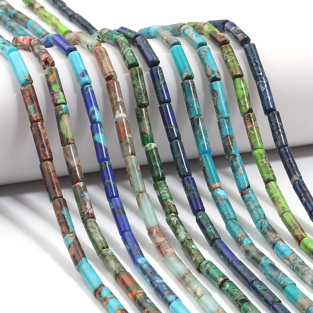 Großhandel 4x13MM Zylinderform Steinperlen Natürlicher Labradorit Achat Kristall Tigerauge Jade für Schmuckherstellung DIY Armband