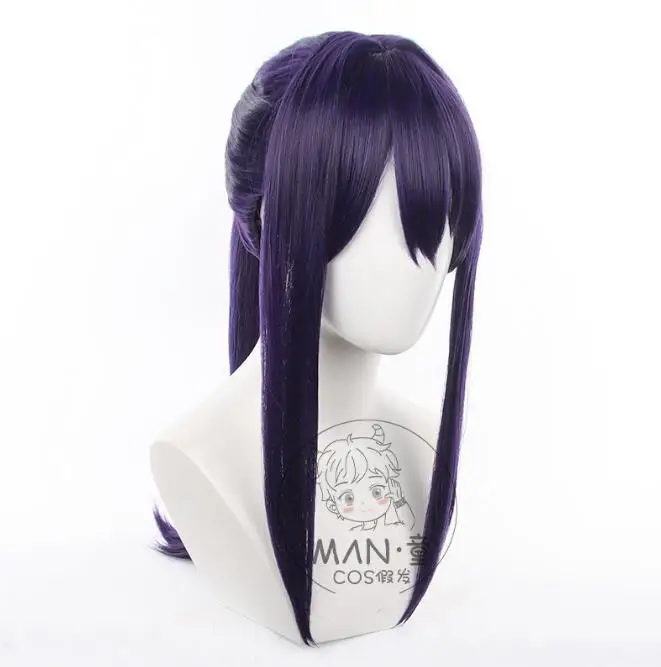 Souma Kanzaki Cosplay Wig Ensemble Stars Cosplay Fiber synthetic wig Black and purple ponytail long hair