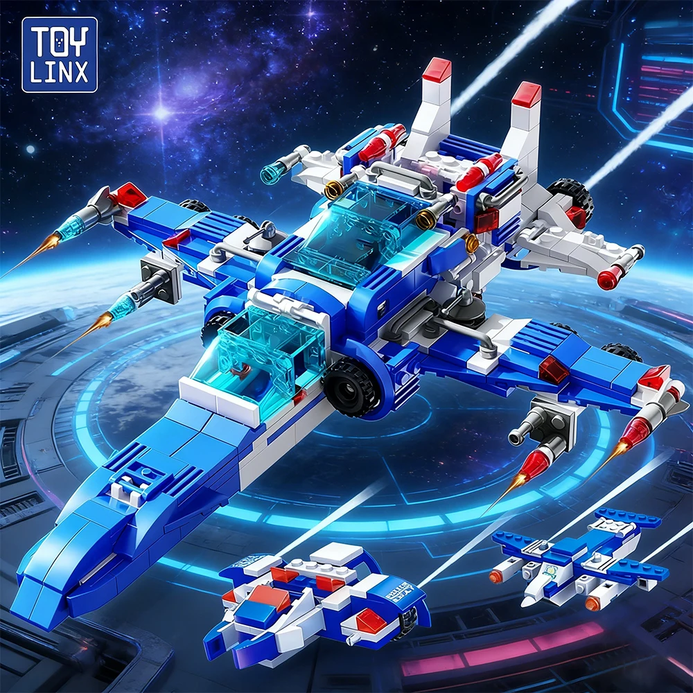 

Сине-белый трансформируемый конструктор из 679 деталей: развивающая STEM-игрушка, модель самолета – идеальный подарок для мальчиков