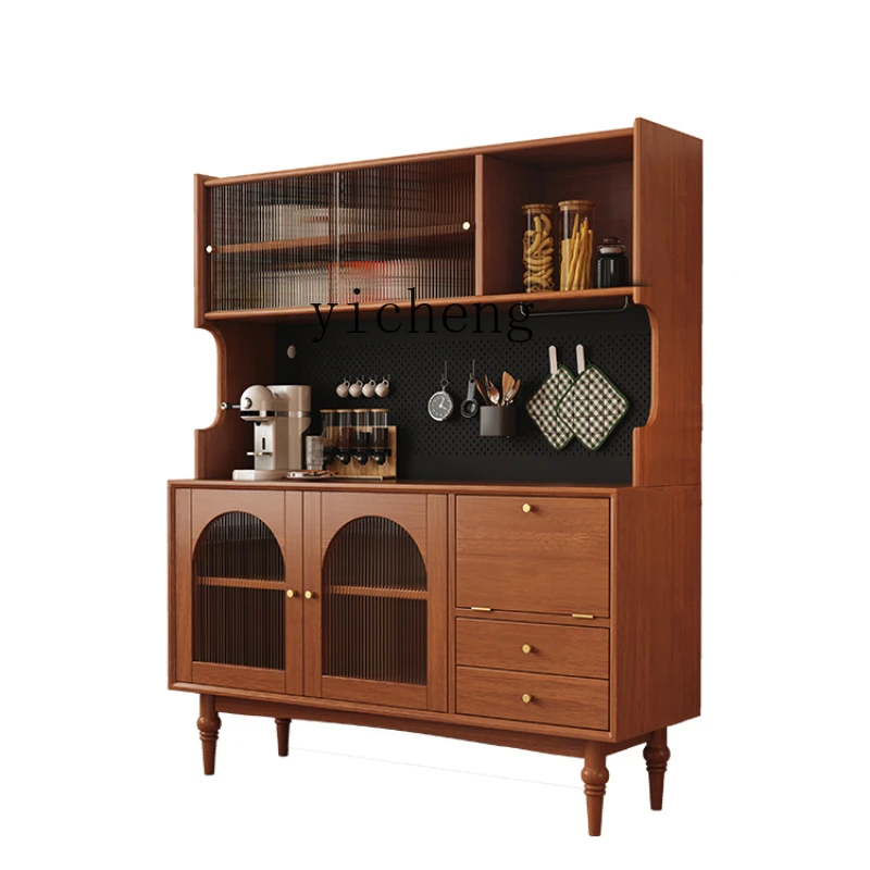 

Zk Rubber Wood Storage Sideboard Modern Minimalist Antique Style Living Room and Kitchen Large Capacity Tea Cabinet