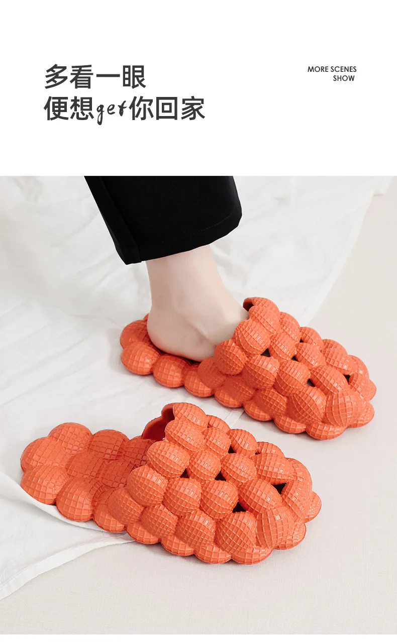 Damen & Herren Weiche Bubble-Slipper – Modische Neuheit 2026: EVA Cool Home & Strand-Schuhe mit Massagesohle – Designer Indoor Erdnuss-Slipper – Detail 2