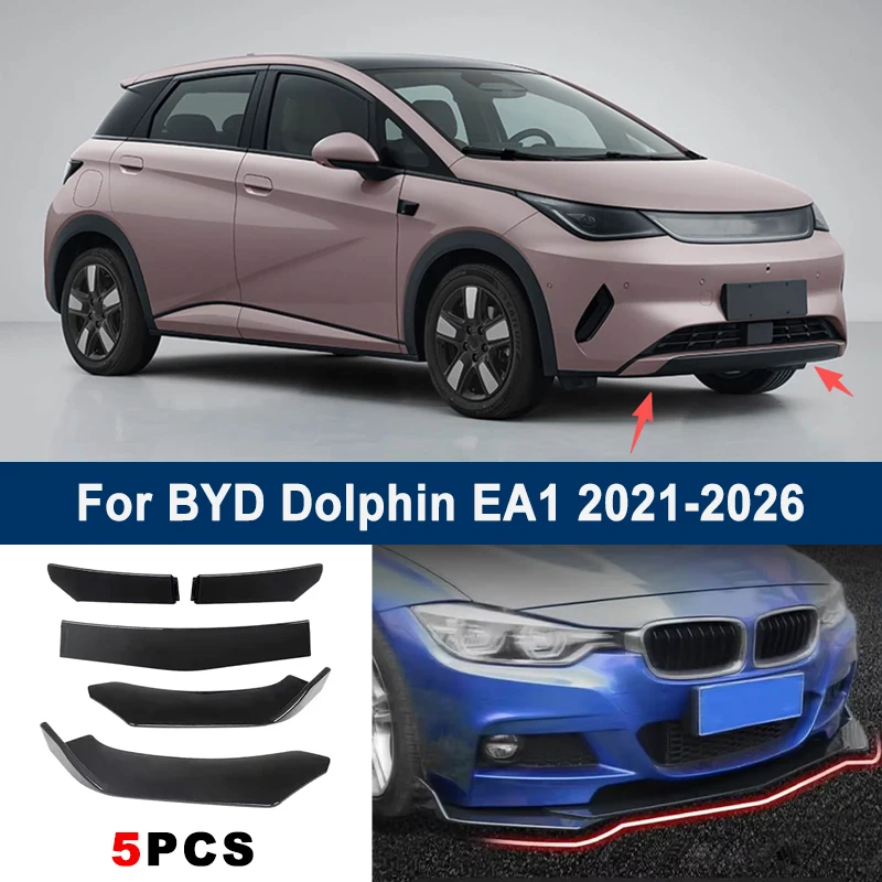 

Adjustable 5Pcs Sectional Front Spoiler Lip For BYD Dolphin EA1 2021-2026 Front Bumper Splitter Car Exterior Sport Body Kit