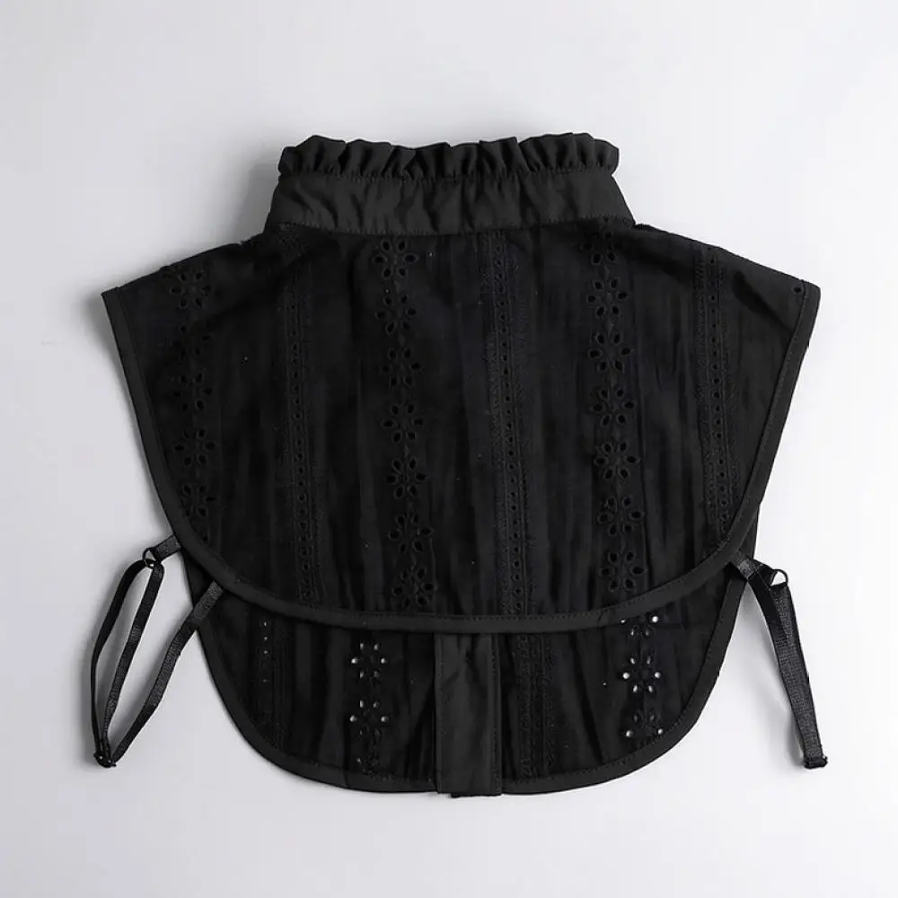Minimalist Cotton Detachable Collar Delicate Jacquard Stand Neck Ruffle Trim Decorative Fake Collar For Versatile Daily Outfits