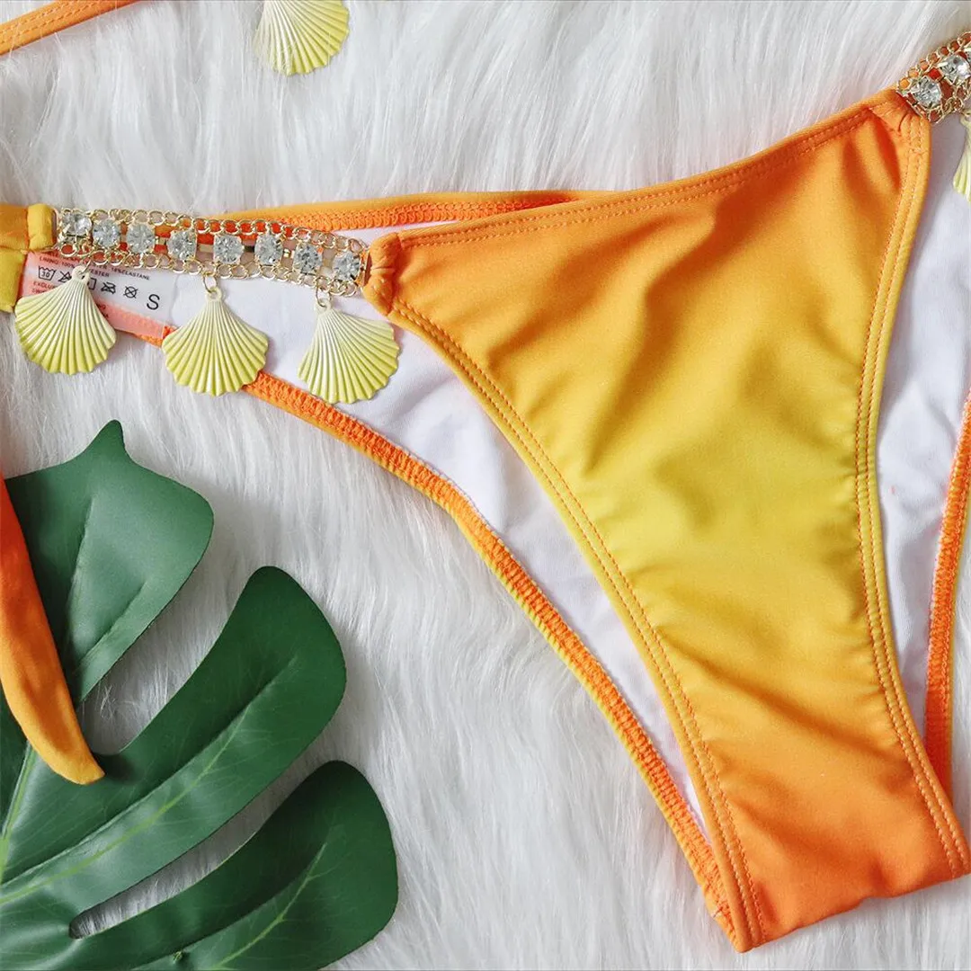 Metallgehäuse-Strass-Bikini, zweiteiliger Damen-Badeanzug, Damen-Badebekleidung, Scrunch-Butt-Badeanzug, Badeanzug V3184O – Detail 40
