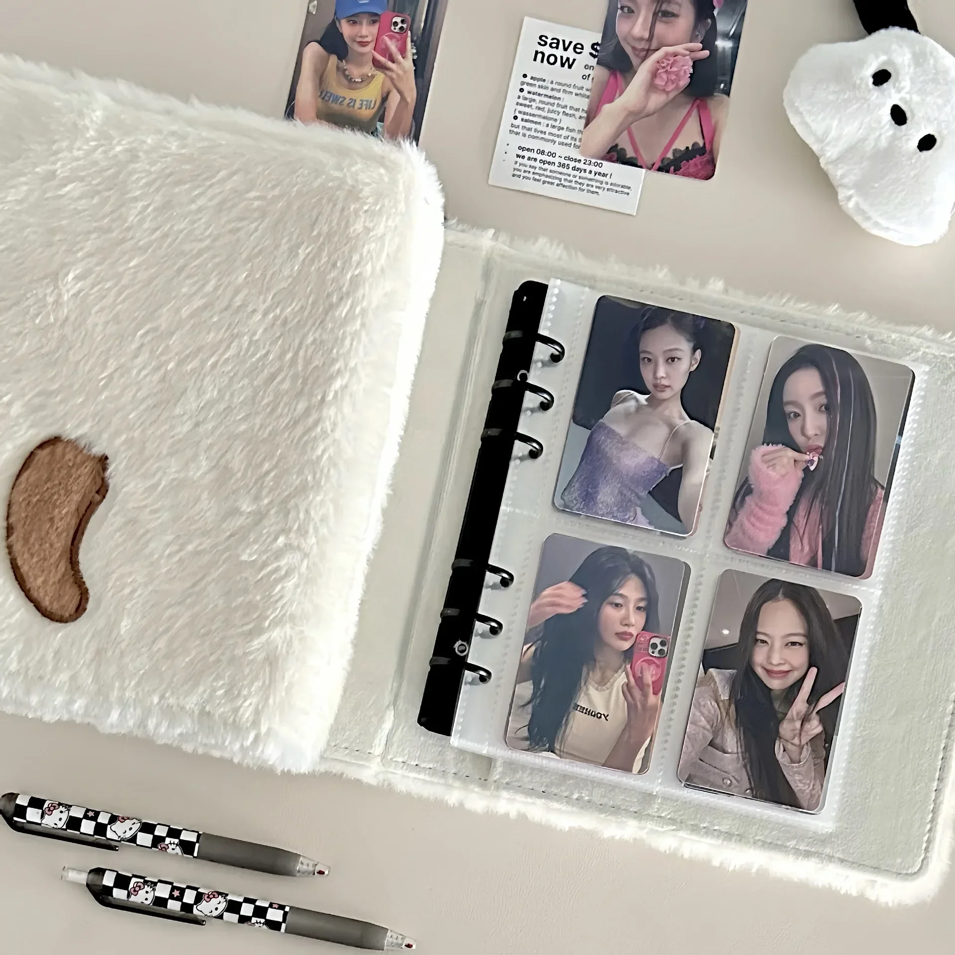 A6 Binder Photocard Holder Cute Plush Dog Cat Photo Album Kpop Idol Photocards Collect Book Student School Notebook Stationery