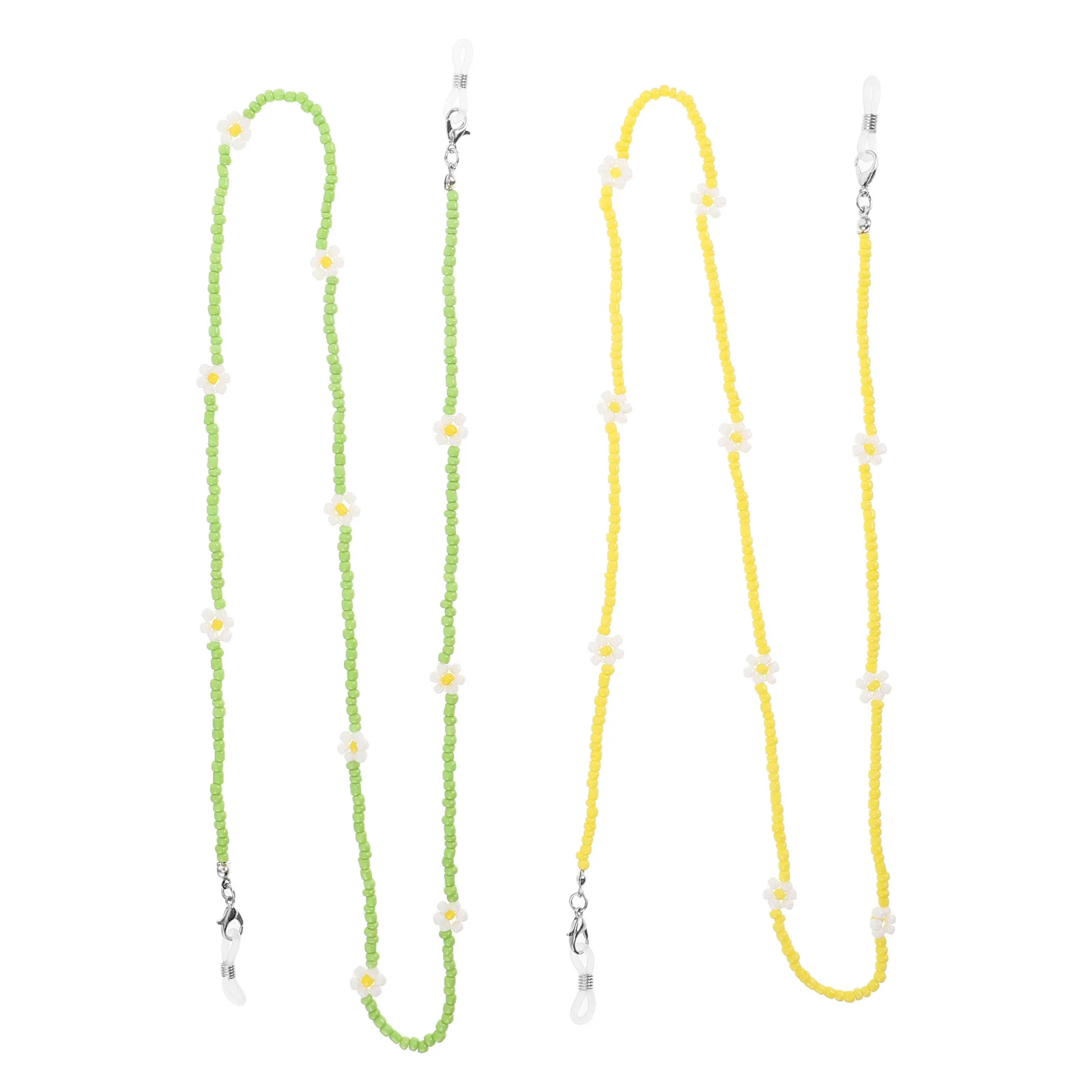 

2Pcs Beaded Eyeglass Chains for Women Stylish Flower Design Mask Lanyard Lightweight Comfortable Glasses Retainer Fashionable