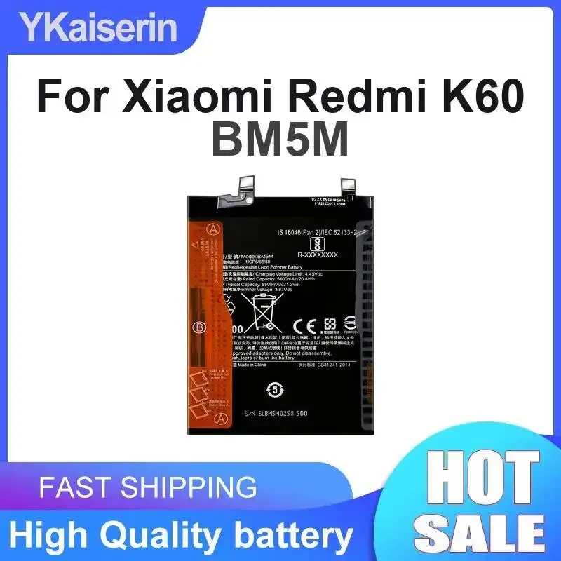 

Аккумулятор для мобильного телефона Xiaomi Redmi K60 BM5M, прочный, быстрая доставка, 5500 мАч