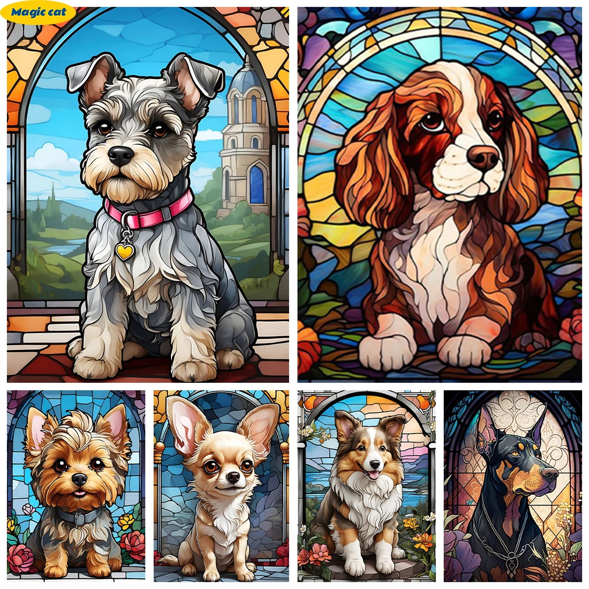 

Yorkshire Terrier Diy Diamond Painting Pet Dog Glass Art 5D Diamond Embroidery Cross Stitch Cute Animal Home Wall Decor Handmade