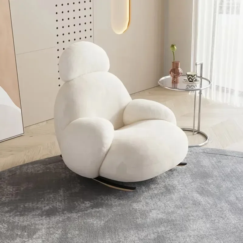 

New Trending Attractive Price Apartment Leisure Chair High Density Foam White Single Sofa Simple Rocking Chair