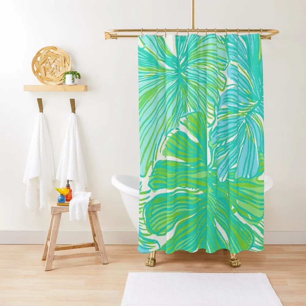 

water leaf pattern Shower Curtain Bathtub Waterproof Bath And Anti-Mold Waterproof Fabric Shower Cute Shower Curtain