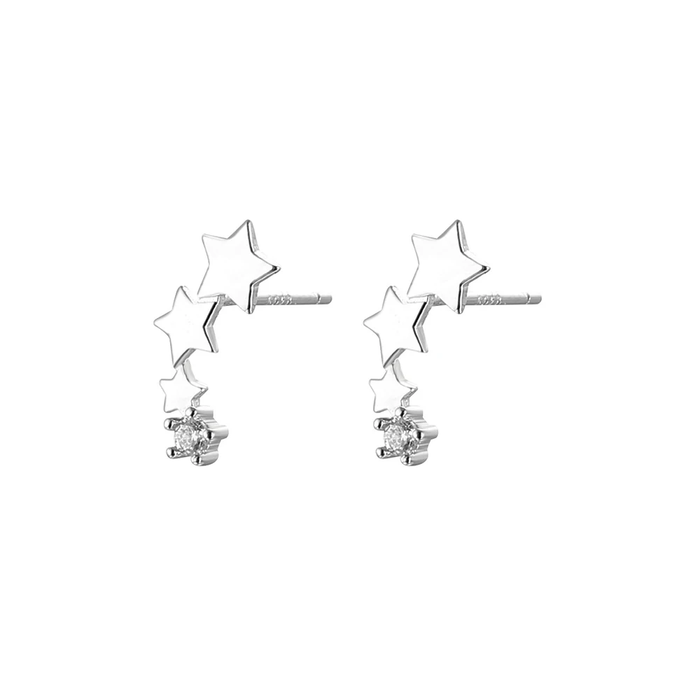 RYJU 925 Sterling Silver Star Stud Earrings for Women Elegant Wedding Jewelry Korean Fashion Charms Stud Earrings Party Gifts