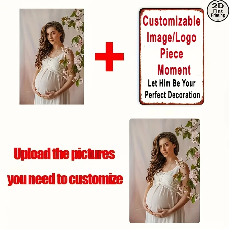 Custom Image/Logo 2D Flat Printed Metal Sign - Personalized Picture Decoration (30x20cm) for Home, Garden, Gift​