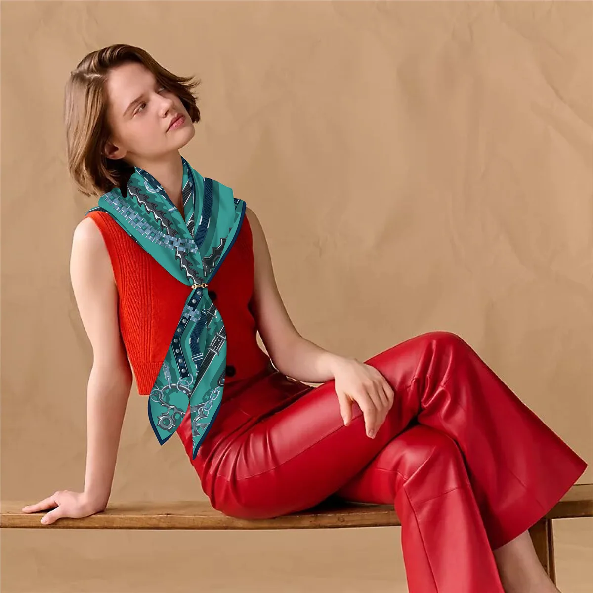 Twill Silk Cashmere Scarf Luxury Winter Square Shawls Mother Christmas Gift Hand Rolled Edges Bandanas Neck Head Accessories view 2